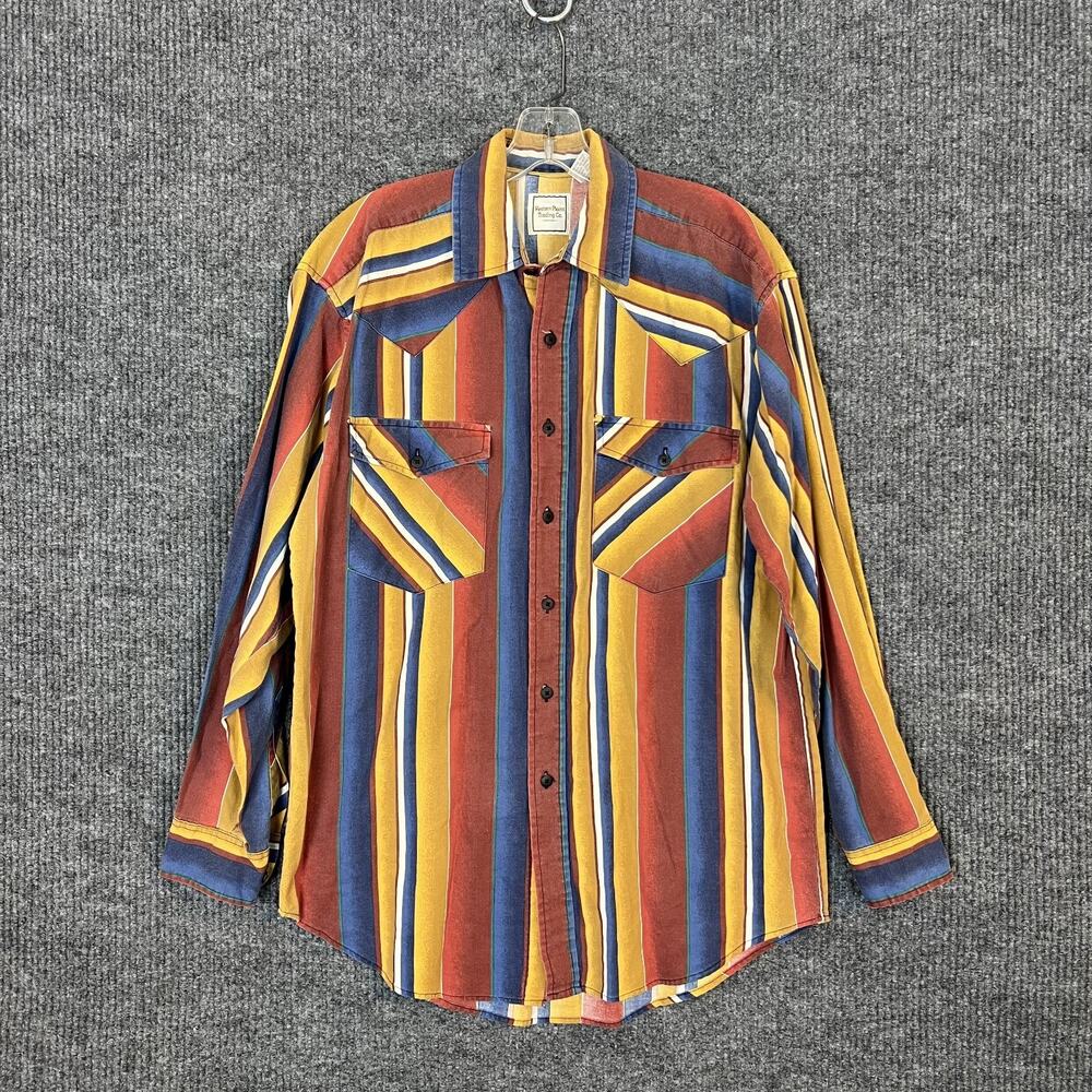 Western Plains Trading Co. Mens Striped Button Up Western Shirt Size Medium